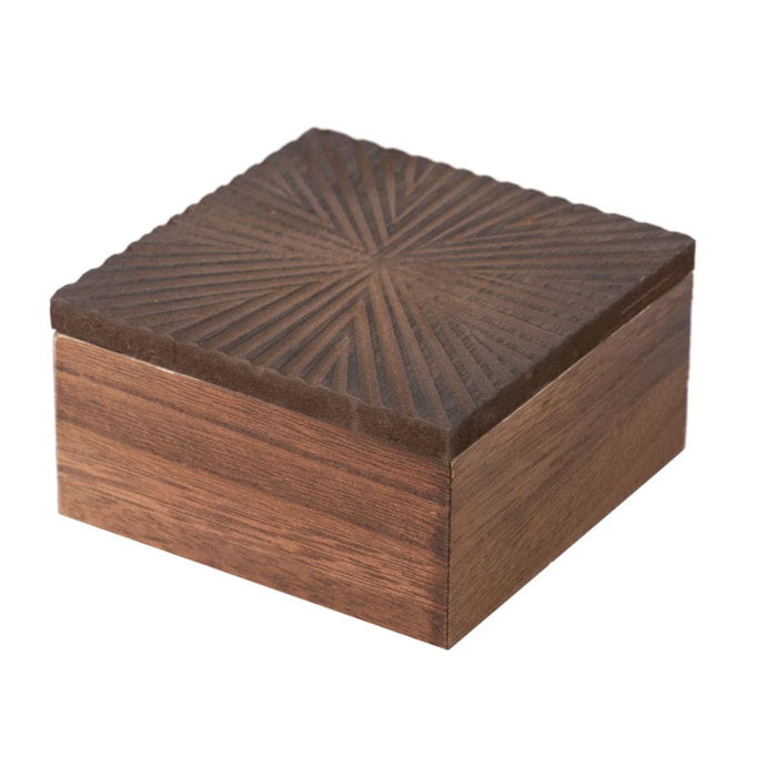 Caja Madera Tallada Natural 11x11x6 Cm