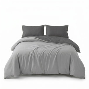 Parure copripiumino singolo in cotone bicolore morbido e traspirante, set sacco copripiumino con federa, design semplice ed elegante, tessuto resistente e certificato OEKO-TEX, facile da lavare, comfort naturale per uso quotidiano