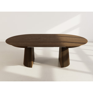 Freya - table à manger ronde extensible - 6 à 10 personnes - Marron