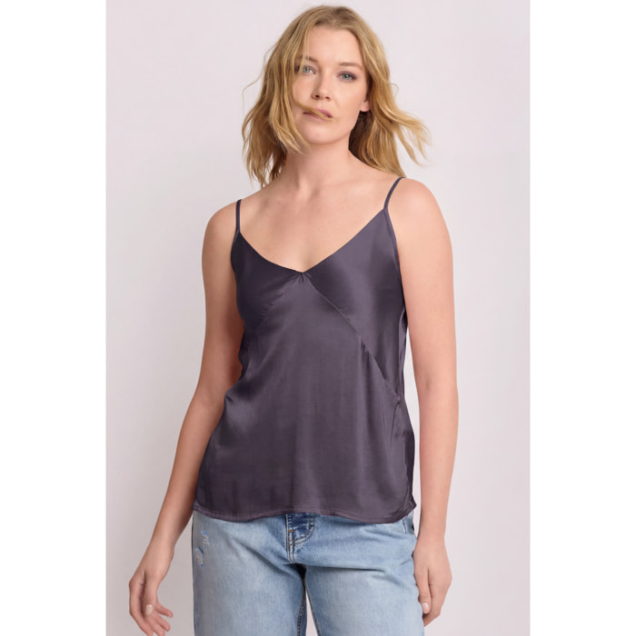 Kocca - Top viscosa con spalline sottili Donna, Tinta unita, Scollo a cuore
