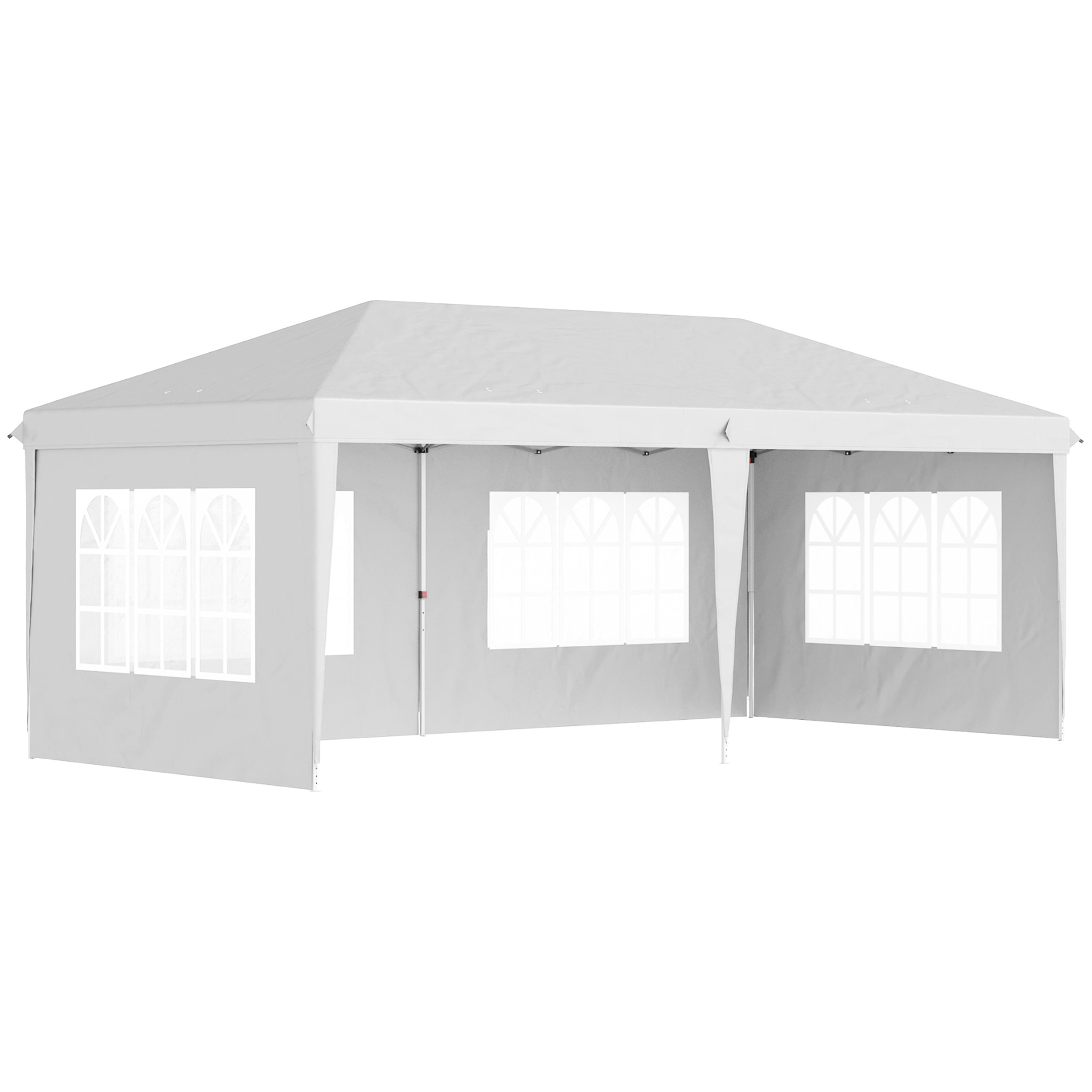 Carpa Plegable 6x3 m con 4 Laterales Desmontables Cenador de Jardín con 4 Ventanas Visibles y Bolsa de Transporte para Patio Terraza Blanco