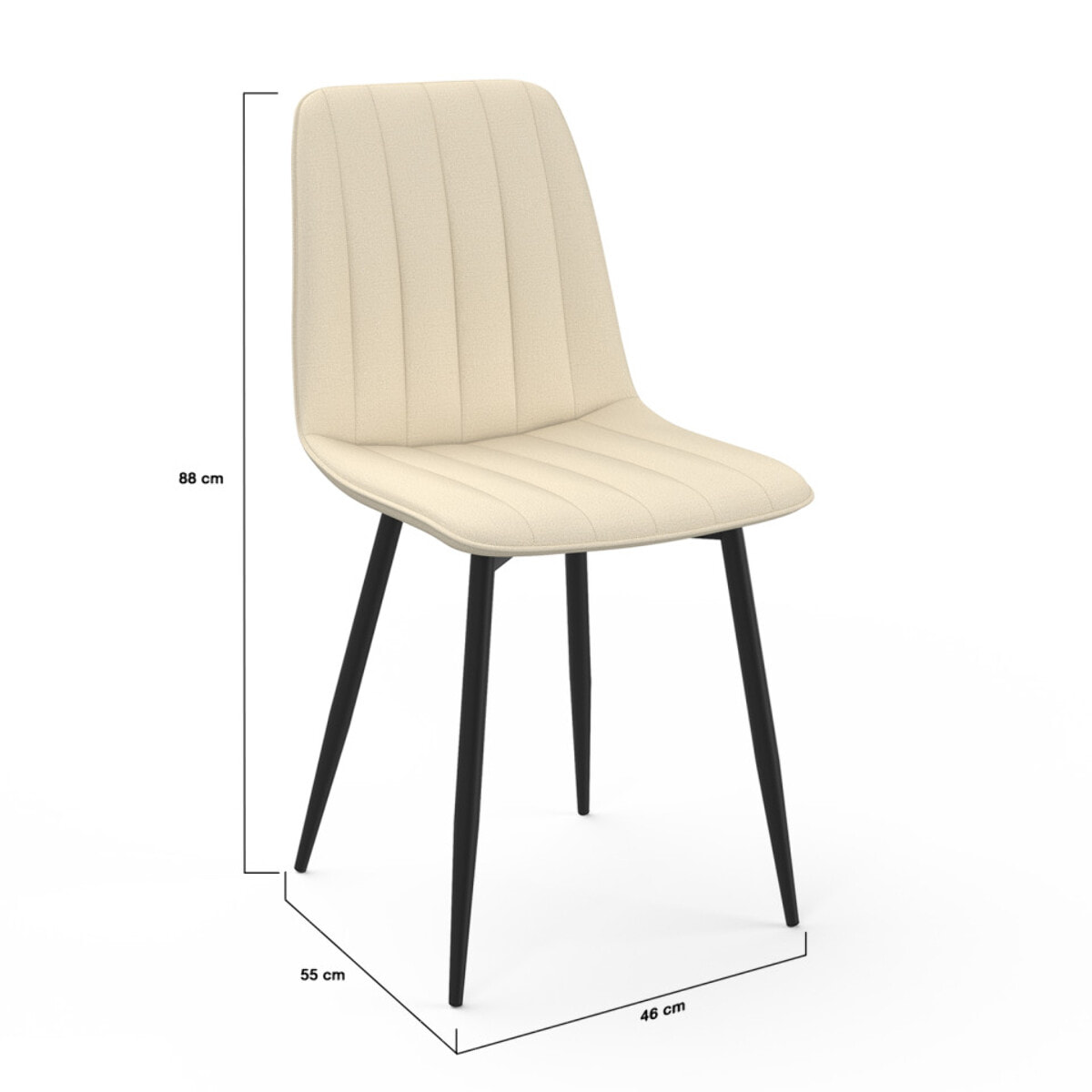 Chaises Fiona en velours et pieds métal - Beige
