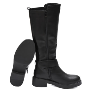 Stivale in simil pelle con fascia elastica e cinturino dorato