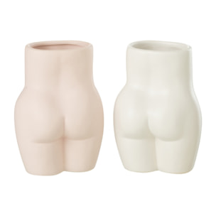 J-Line cache-pot Corps Dolomie - poterie - rose - 2 pcs - 16.5 cm de hauteur