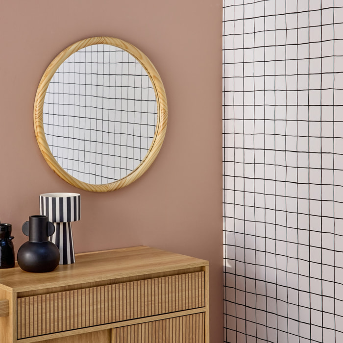 Miroir rond en bois de pin Ø60cm GEORGIA naturel