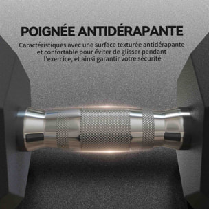 Lot de 2 haltères courtes poids total 30 Kg - entraînement musculaire & haltérophilie - acier caoutchouc noir