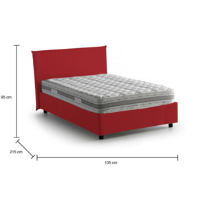 Letto piazza e mezza Astrid, Letto contenitore con rivestimento in tessuto, 100% Made in Italy, Apertura frontale, adatto per materasso Cm 120x200, Rosso