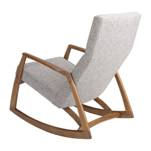 Sillón Angel Cerdá mecedora con reposabrazos tapizado en tela en gris con estructura y patas en madera chapada en nogal natural 68x90x96cm