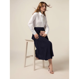 Oltre - Gonna linea ad A in viscosa - Blu