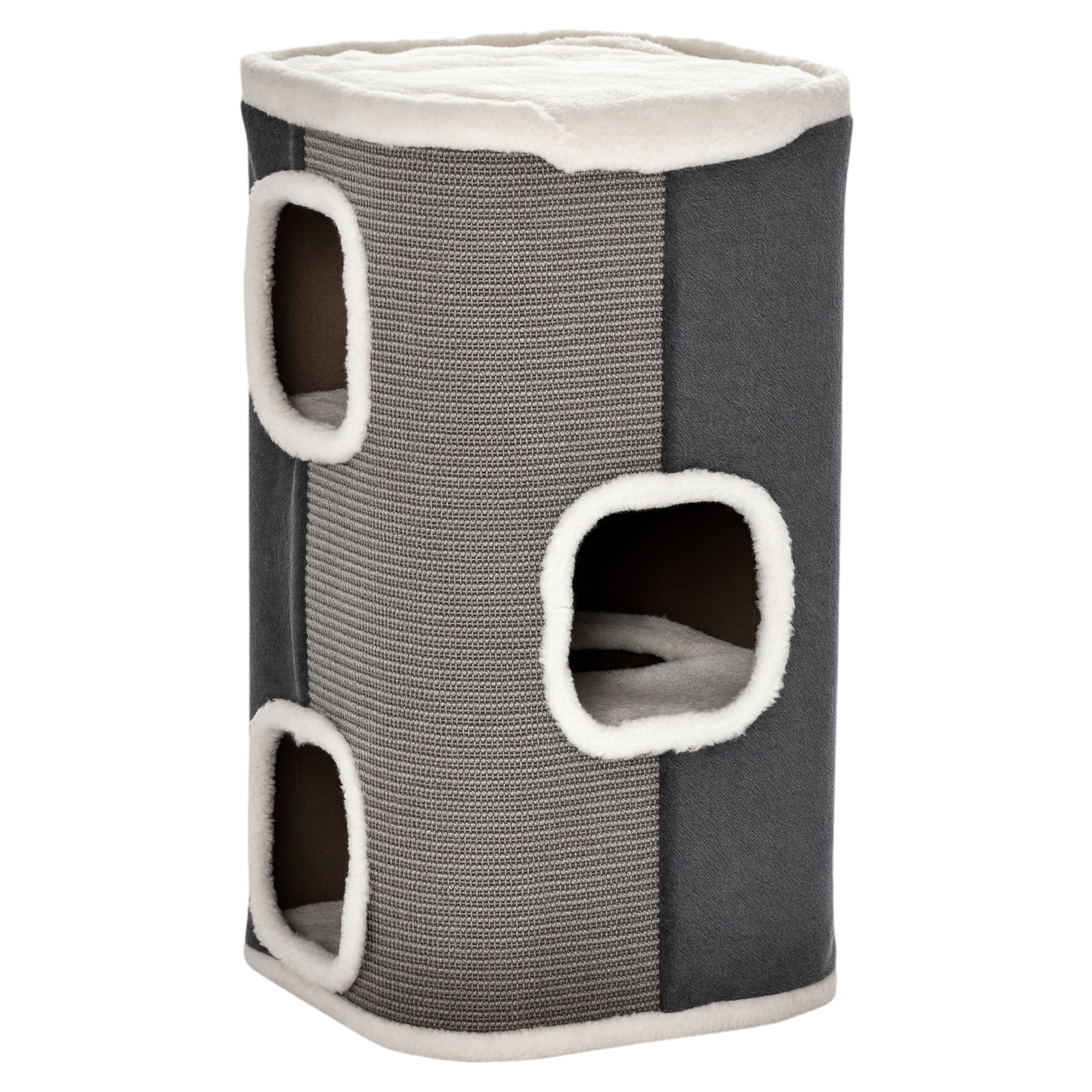 Tour à griffer chat 3 niv. - tonneau à gratter - plateforme observation avec coussin