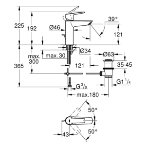 GROHE Start Mitigeur monocommande Lavabo Taille M QuickFix 23455002