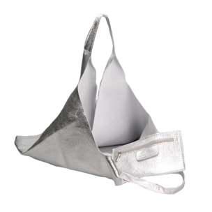 Borsa a spalla da donna - Modello Argenta - Pelle laminata - 44.0 x 38.0 x 3.0 cm