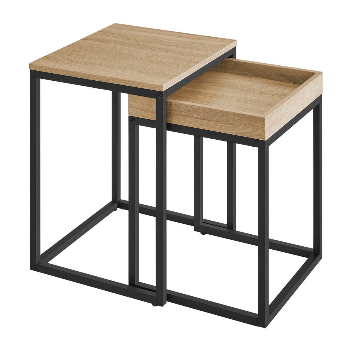 Set di 2 tavolini da caffè sovrapponibili Rovere Sonoma
