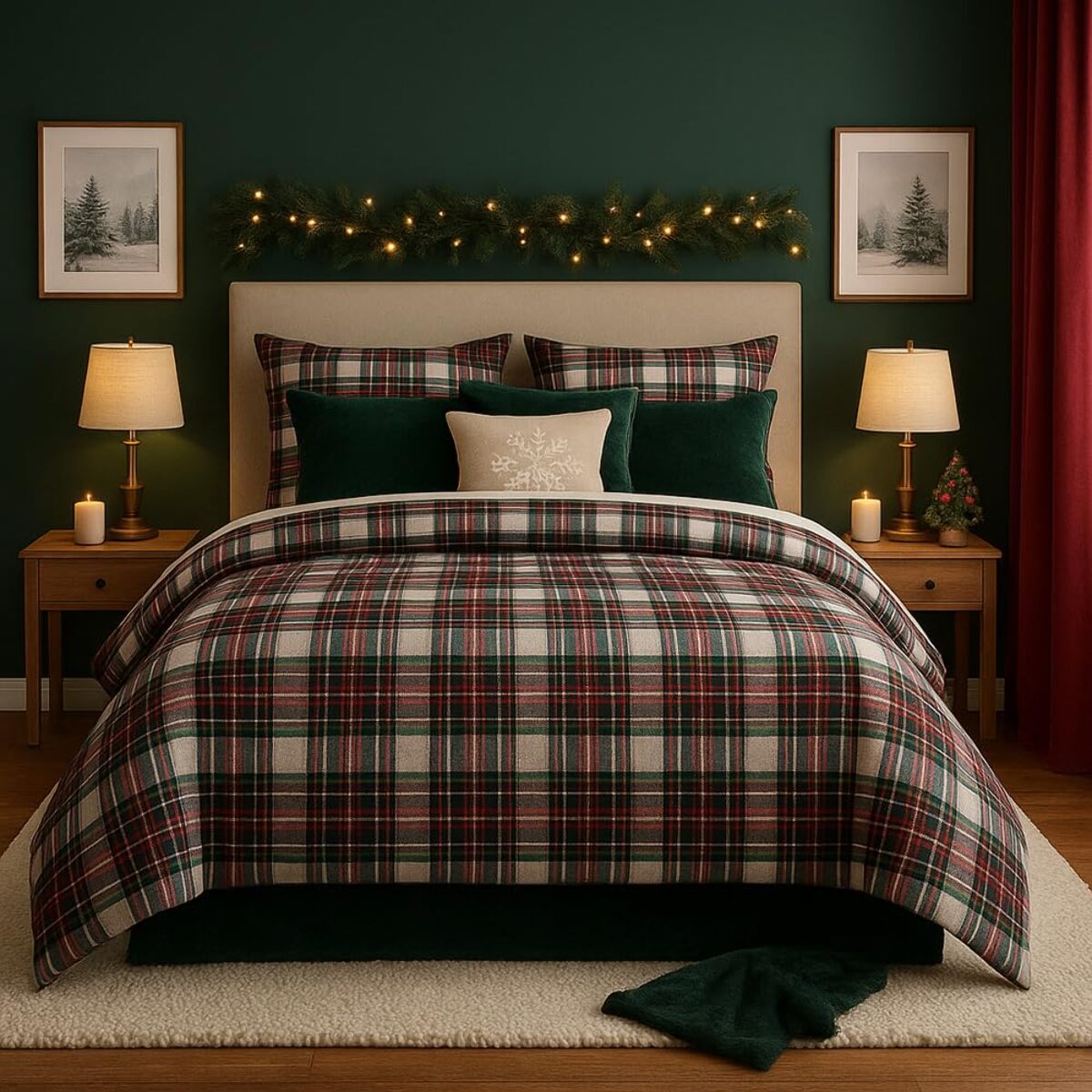 Intrecci - Parure Copripiumino Tartan Scozzese, Set Sacco Piumino e Federe in Puro Cotone, Singolo