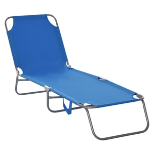Tumbona Plegable Tumbona de Jardín con Respaldo Ajustable en 5 Posiciones Carga 120 kg para Terraza Piscina Playa 187x55x24 cm Azul