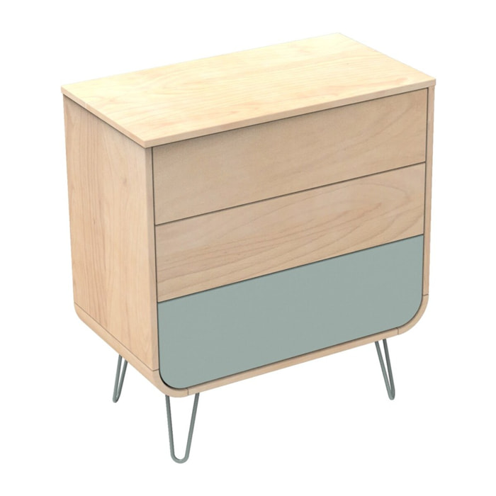 Commode 3 tiroirs pieds métal