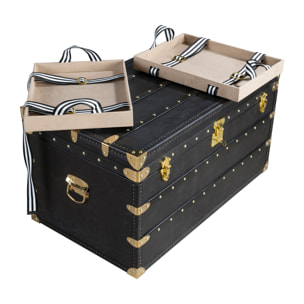 Baúl Angel Cerdá con estructura de madera MDF tapizada en piel de origen vacuno en negro 93x54x50cm