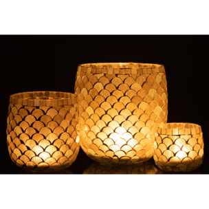 J-Line photophore Mosaique - verre - blanc/jaune clair - large