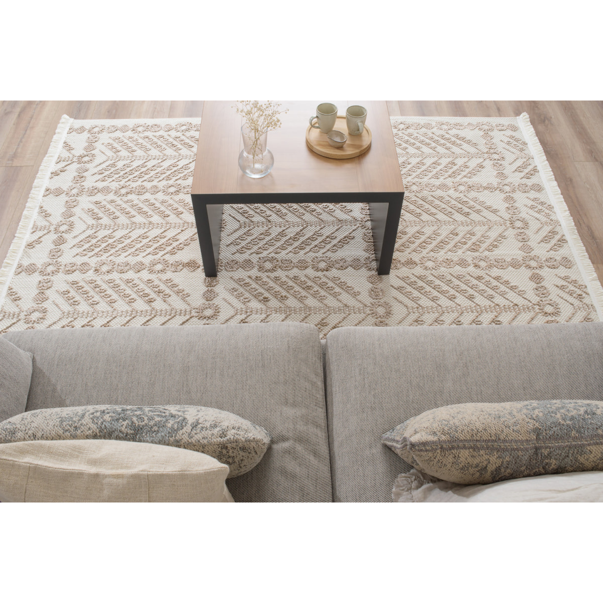 Bali - tapis moderne aztèque, crème