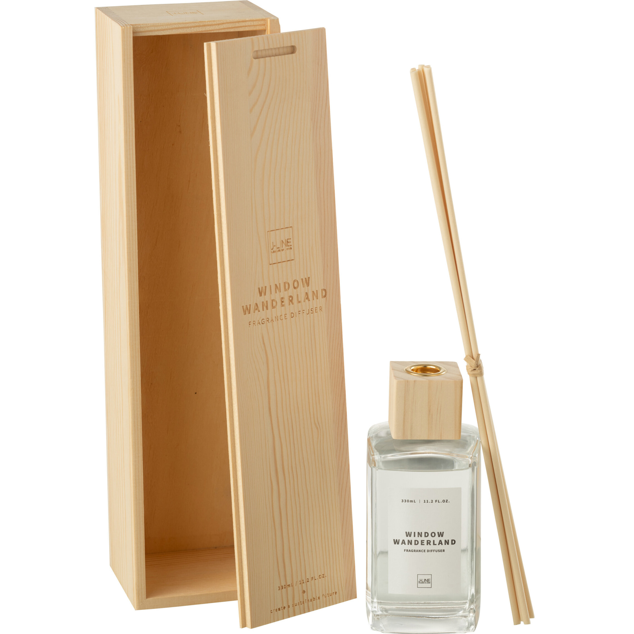 J-Line Bâtonnets parfumés Carré - Window Wanderland - verre - transparent - large