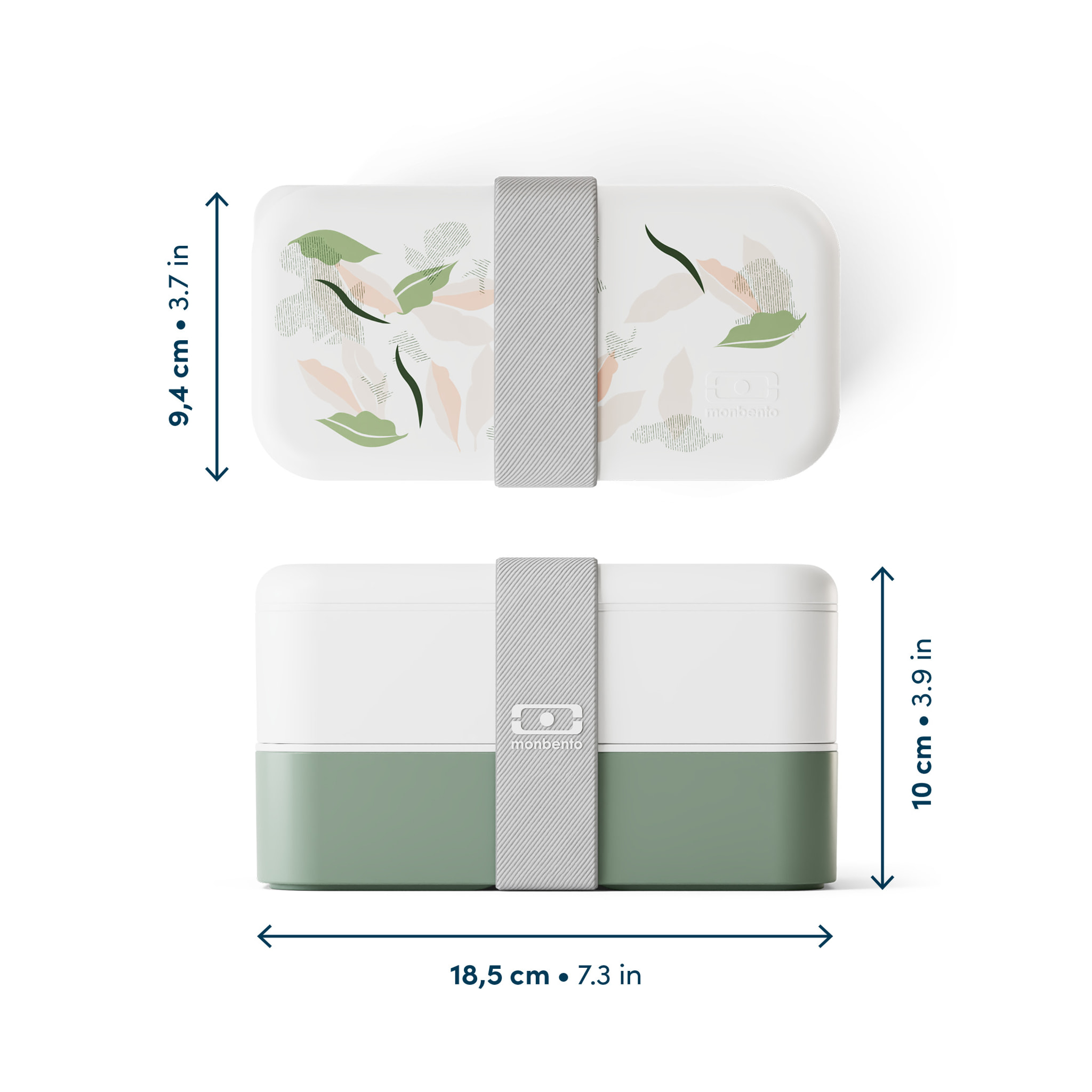 Lunch box 2 compartiments Original 1L Made in France Vert Leaves