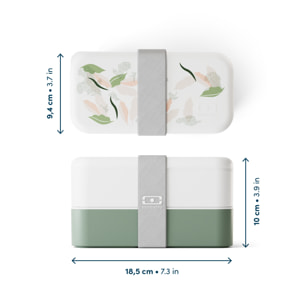 Lunch box 2 compartiments Original 1L Made in France Vert Leaves