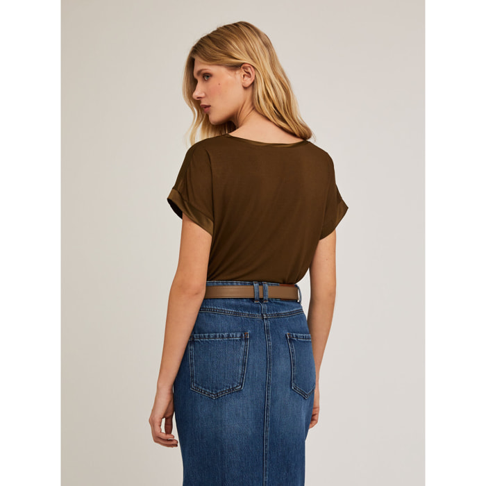 Motivi - Camiseta bimaterial - Verde militare