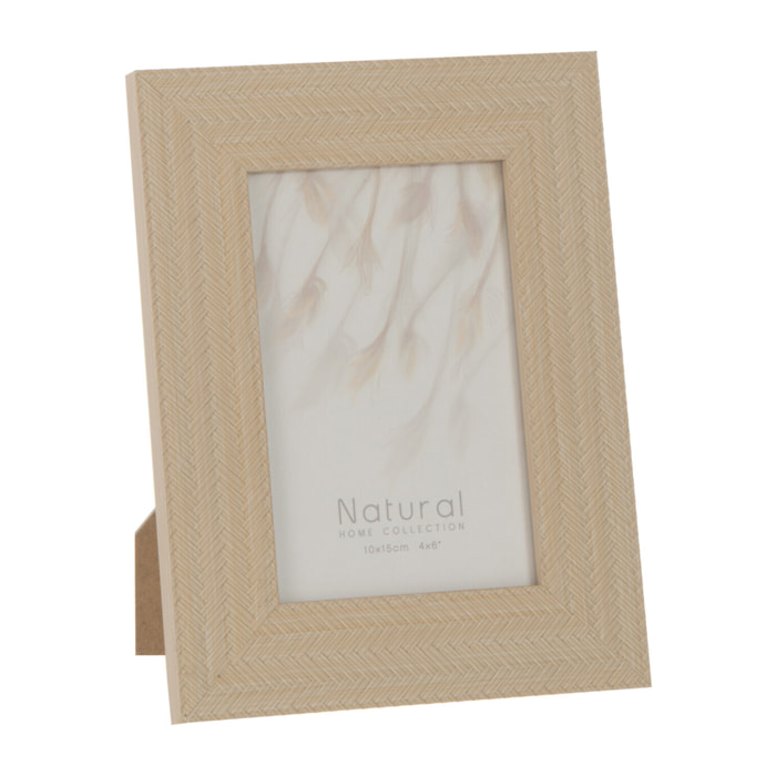 J-Line cadre photo Tissé - bois - beige clair - 4 pièces