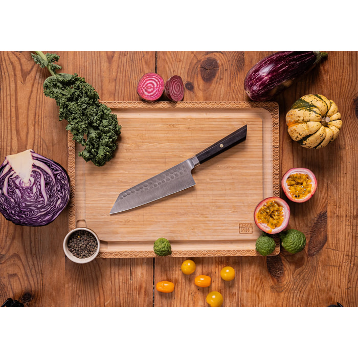 Couteau Santoku Bunka | Lame 170 mm - Acier Inoxydable | Lame Japonaise 440C
