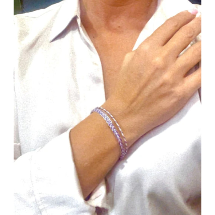Conjunto de pulseras trenzadas plata 925 violeta