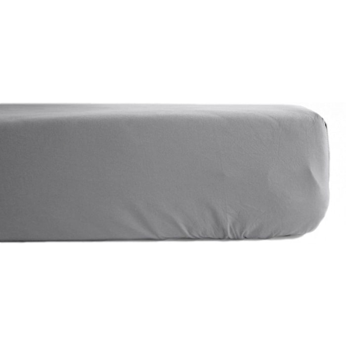 Drap housse percale pur coton peigné longues fibres 80 fils/cm² Vent du sud - Acier