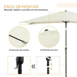 Sombrilla de Terraza Exterior 195x295 cm Parasol de Terraza Exterior con Ángulo Ajustable Mástil de Aluminio y Anti-UV Sombrilla para Jardín Patio Crema