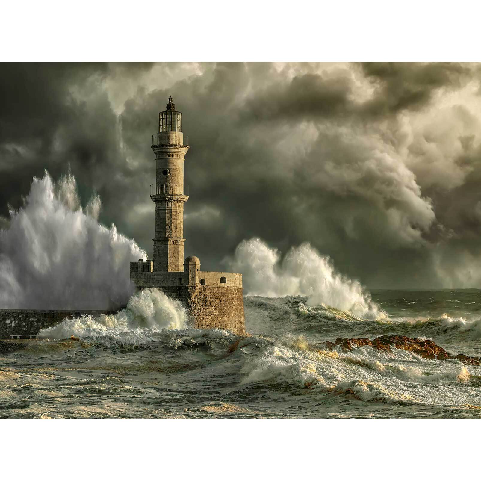 Papier peint orage sur le phare Intissé