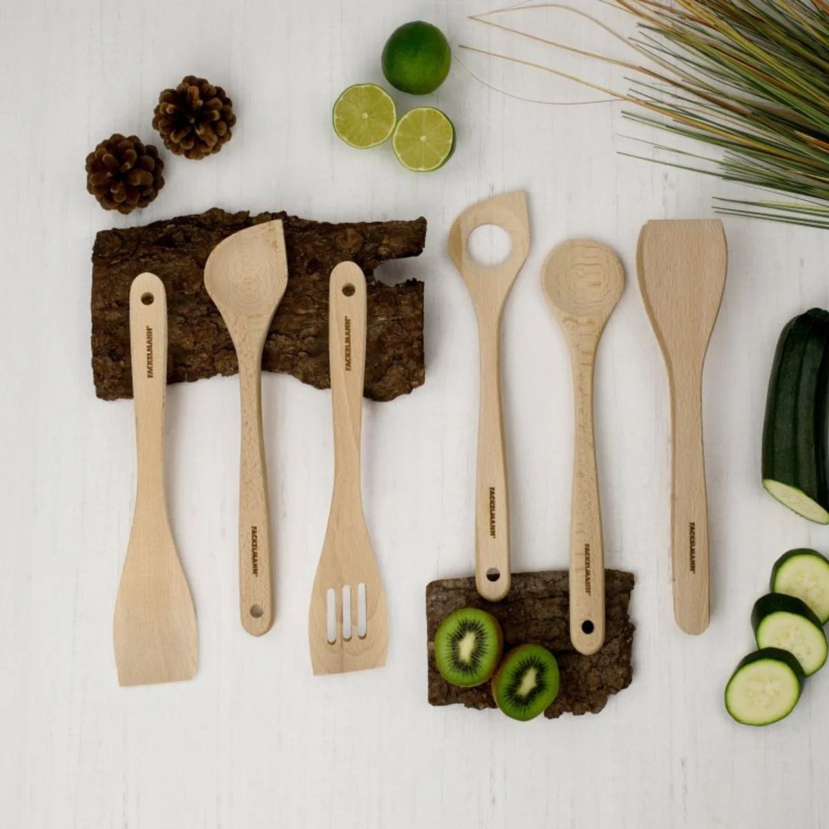 Lot de 3 cuillères en bois 30 cm Fackelmann Nature