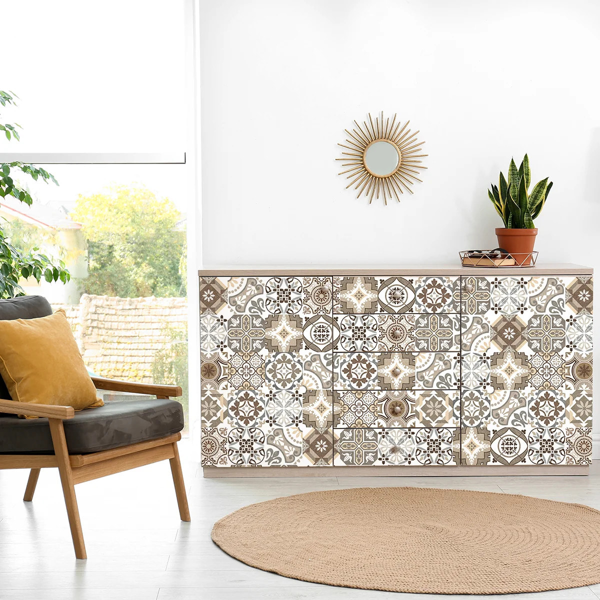 Sticker carrelage - Ambiance Sticker - 60 CARREAUX DE CIMENT MEUBLE AUTHENTIQUES SEFORIA - 20x20cm