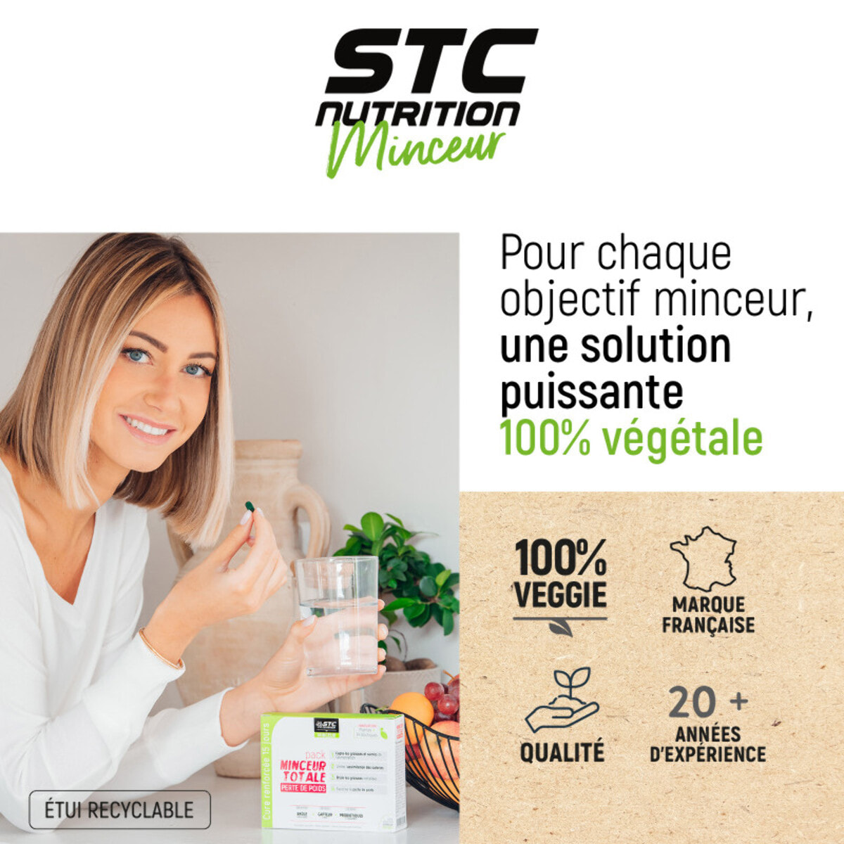 STC NUTRITION - Gommes Coupe Faim - Complément alimentaire sans sucres - Plantes, Chrome et Fibres - Réduit l'appétit et fringales - Soutien les objectifs de perte de poids - Goût myrtille - 60 gommes