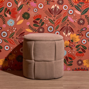 Pouf Rangement - HOME DECO FACTORY - Jules - Tressé - Côtelé - Taupe