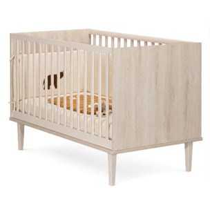 Lit bébé évolutif 70x140 sur pieds- Little Big Bed en bois décor hêtre cendré