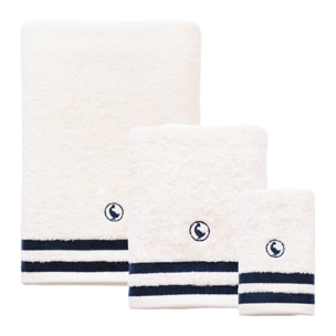 Set de 3 toallas de baño (cara 30x50cm + manos 50x90cm + ducha 70x140cm) 100% algodón 500gsm color blanco el ganso