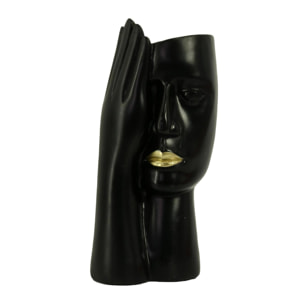 Portavaso in resina viso nero cm15x12h29
