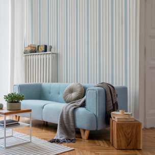Papier peint à rayures Auguste - Bleu