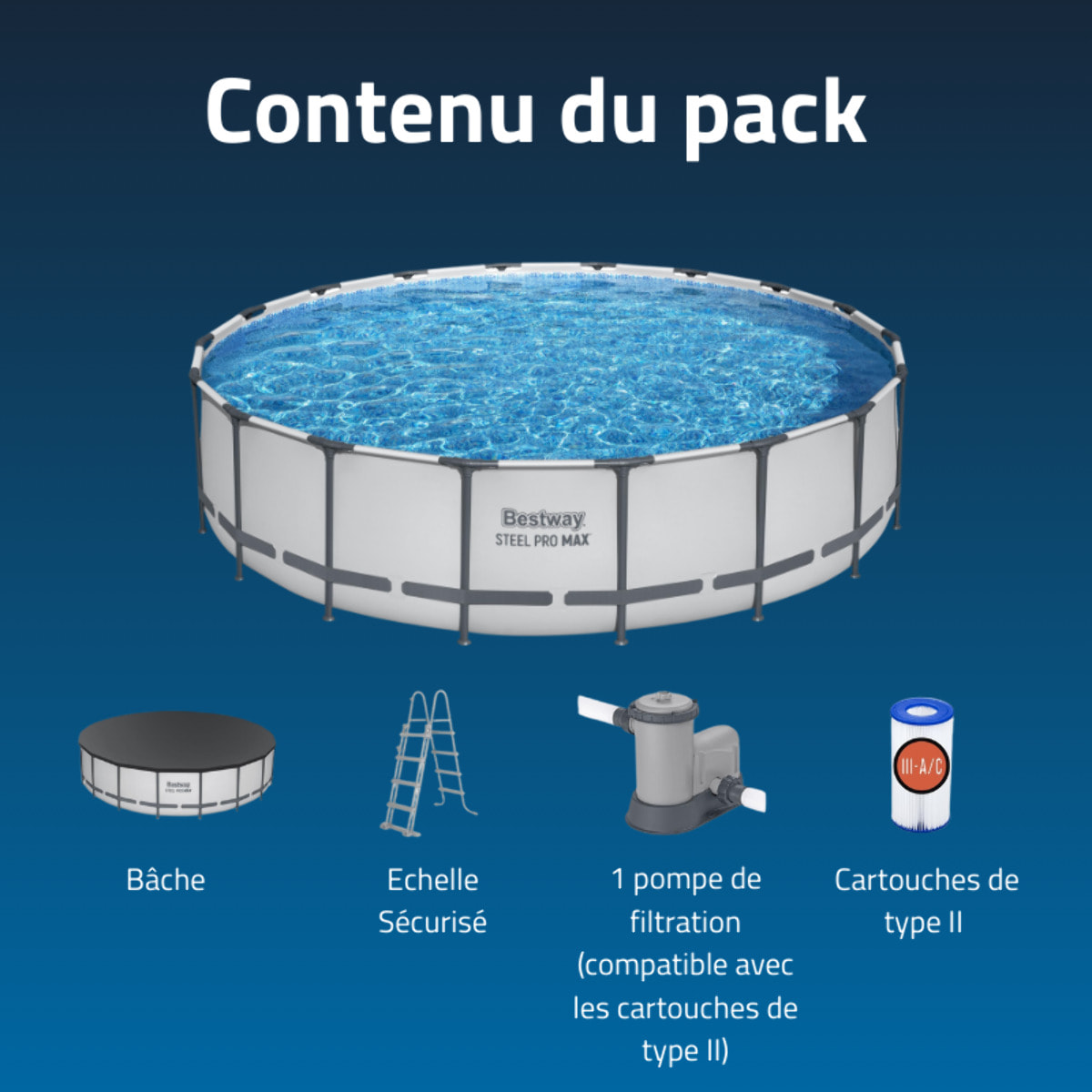 Bestway Piscine hors sol - Ronde - Steel Pro Max - 549 x 122 cm