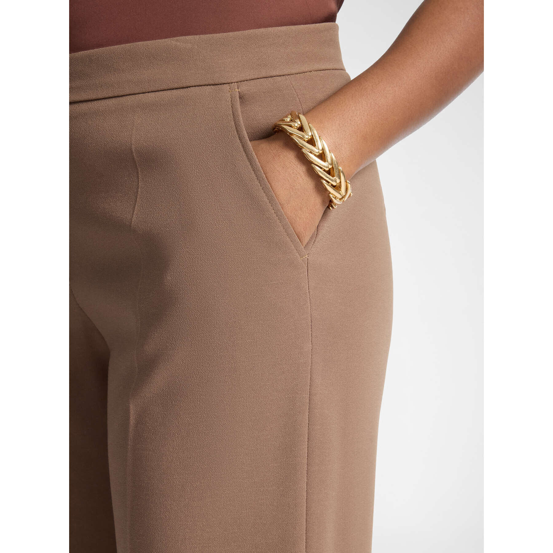 Elena Mirò - Pantalones palazzo de crepé mezcla de algodón - Beige