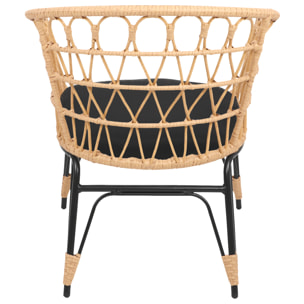 Lot de 2 fauteuils en rotin synthétique avec coussins AIKO