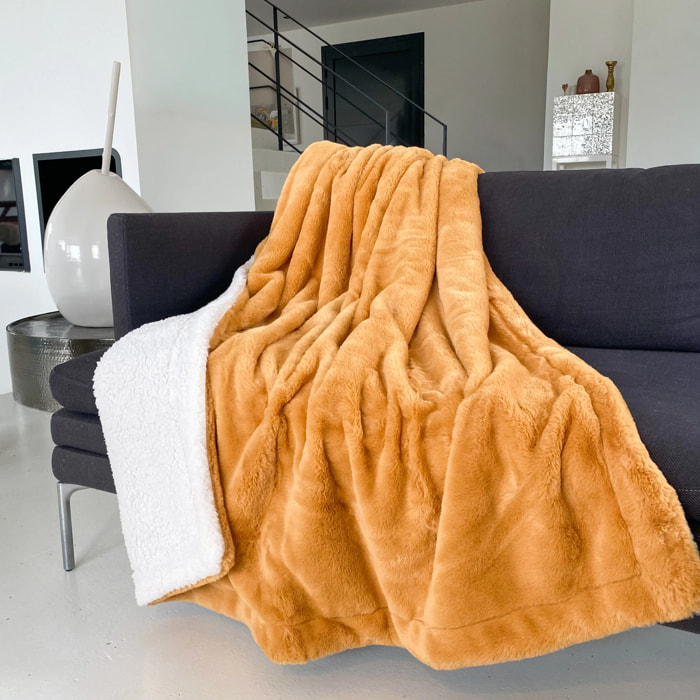 Plaid imitation "Lapin" - Cocoon Camel - 130x170cm - 610g/m²