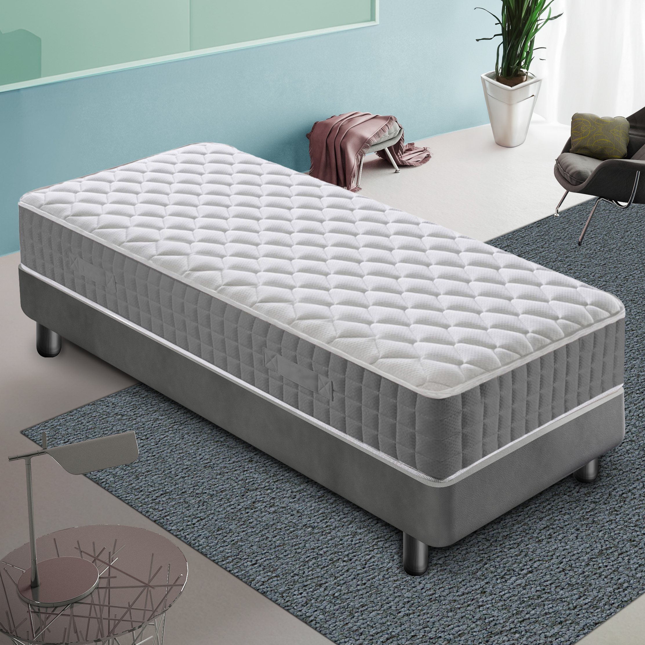 Materasso 70x190 Molle insacchettate e memory foam 9 Zone differenziate Altezza 22 cm