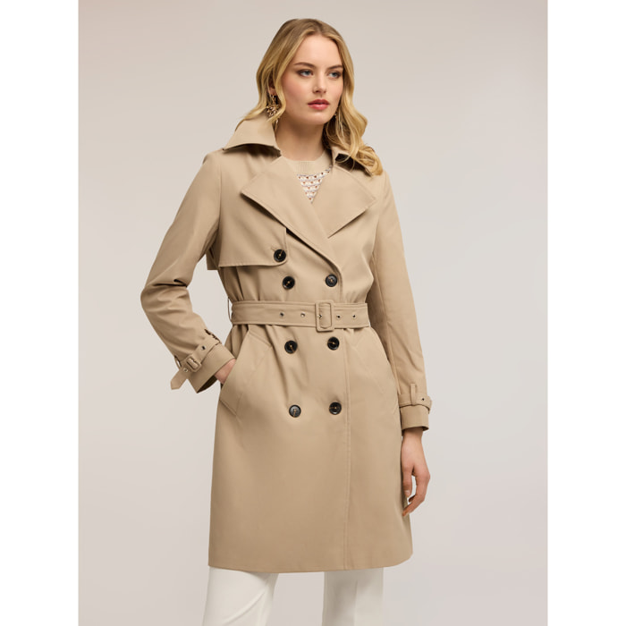 Motivi - Trench doppiopetto in taffetà - Beige