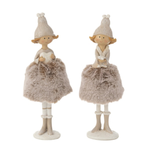 J-Line figurine Ange Coeur + Etoile Fourrure - mix - large - 2 pcs