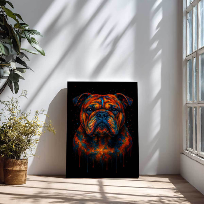 Tableau bouledogue néon vibrant Toile imprimée