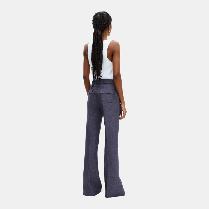 Pantalon flare en coton et lin